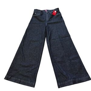 Spanx Wide Leg Pull On Denim Jeans Womens Medium Charcoal Stretch 20521Q